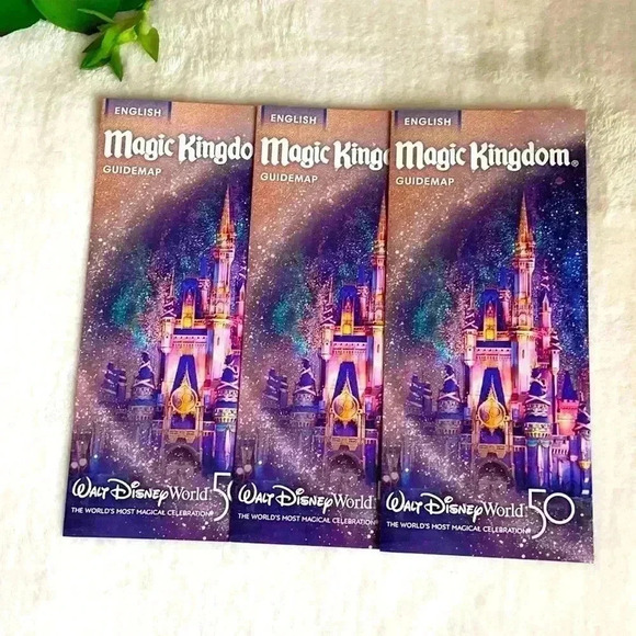 (3) Magic Kingdom Walt Disney World 50th Celebration Anniversary Guide Maps NEW - Picture 1 of 4